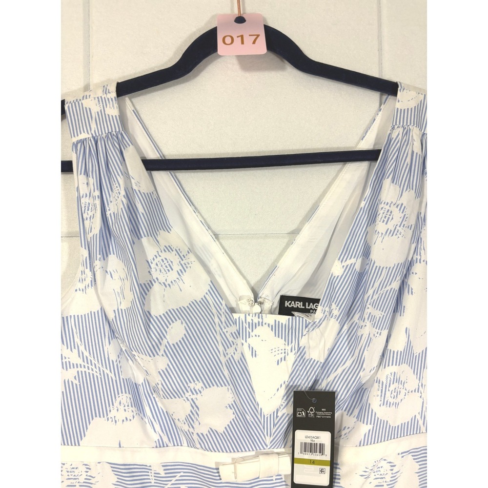 Karl Lagerfeld Paris Floral Burnout Cotton Midi Dress Blue White LD6YAQ81 14 - Picture 9 of 9